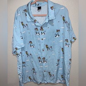 Disney Light Blue Men's Shirt with Character Print